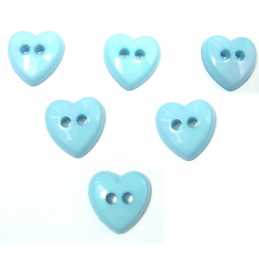 LOT 6 BOUTONS ACRYLIQUES : coeur bleu clair  13*13mm (03) 
