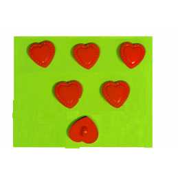 LOT 6 BOUTONS ACRYLIQUES : coeur rouge fantaisie 15*15mm (06) 