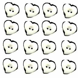 LOT 20 BOUTONS ACRYLIQUES : coeur blanc 13*12mm (04) 