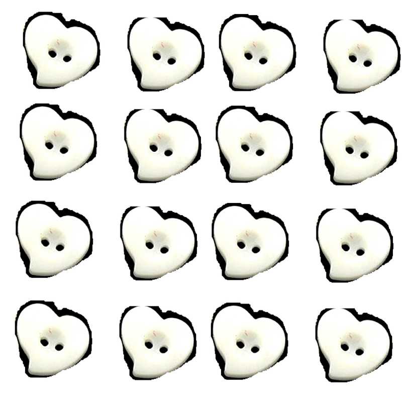 LOT 20 BOUTONS ACRYLIQUES : coeur blanc 13*12mm (04) 