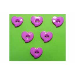 LOT 6 BOUTONS : coeur mauve 15*13mm (04) 