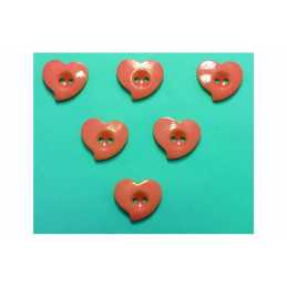 LOT 6 BOUTONS ACRYLIQUES : coeur orange 15*13mm (04) 