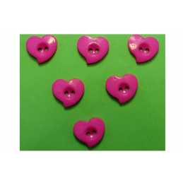 LOT 6 BOUTONS : coeur rose fonçé 15*13mm (04) 