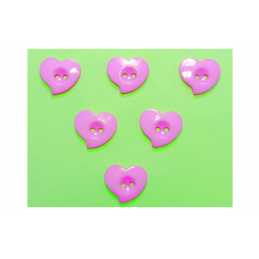 LOT 6 BOUTONS ACRYLIQUES : coeur rose 15*13mm (04) 