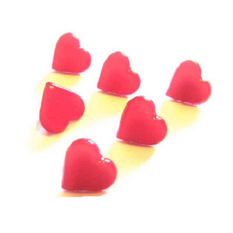 LOT 6 BOUTONS ACRYLIQUES : coeur rouge 11*10mm  