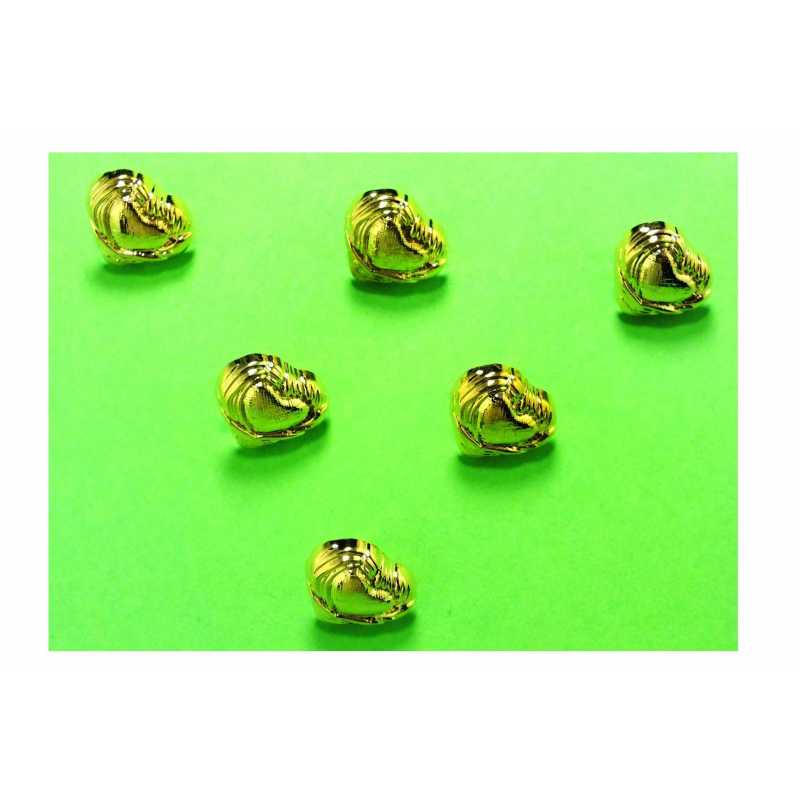 LOT 6 BOUTONS ACRYLIQUES : coeur doré 13*11mm 