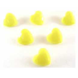LOT 6 BOUTONS ACRYLIQUES : coeur  jaune clair à facettes 14*14mm  