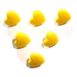 LOT 6 BOUTONS ACRYLIQUES : coeur  jaune à facettes 14*14mm  