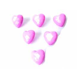 LOT 6 BOUTONS ACRYLIQUES : coeur  mauve à facettes 14*14mm  