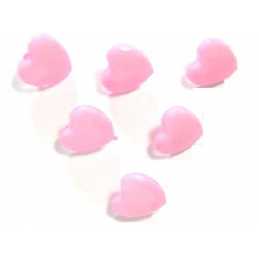 LOT 6 BOUTONS ACRYLIQUES : coeur rose clair à facettes 14*14mm  