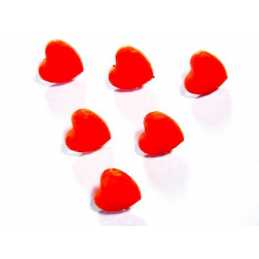 LOT 6 BOUTONS ACRYLIQUES : coeur rouge à facettes 14*14mm  