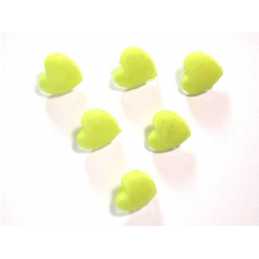 LOT 6 BOUTONS ACRYLIQUES : coeur vert à facettes 14*14mm  