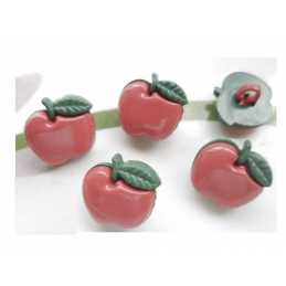 LOT 6 BOUTONS ACRYLIQUES : pomme rose/verte 16*16mm 