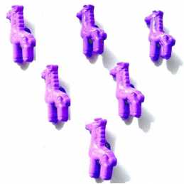 LOT 6 BOUTONS ACRYLIQUES : girafe mauve hauteur 18*10mm 