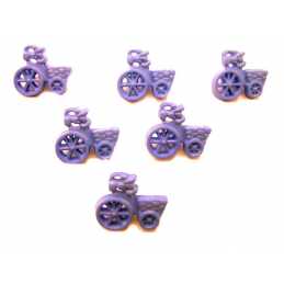 LOT 6 BOUTONS ACRYLIQUES : velo mauve 16*14mm 