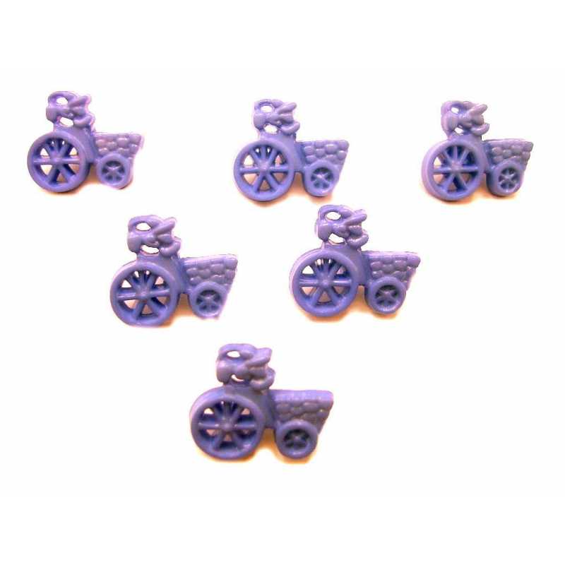 LOT 6 BOUTONS ACRYLIQUES : velo mauve 16*14mm 