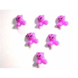 LOT 6 BOUTONS ACRYLIQUES : chat mauve 15*13mm 