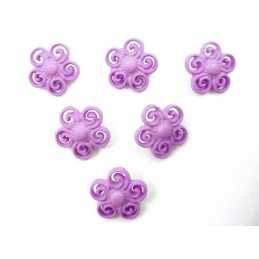 LOT 6 BOUTONS ACRYLIQUES : fleur mauve 16mm 