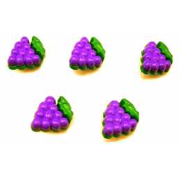 LOT 5 BOUTONS ACRYLIQUES : grappe de raisin violette 23*19mm 