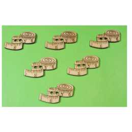 LOT 6 BOUTONS BOIS : centimètre de couturière 28*17mm 