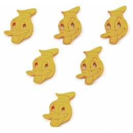 Lot De 7 Boutons En Bois à Coudre - Motif 'bébé Dans Son Parc', 30x30 Mm - Pour Loisirs Créatifs, Couture