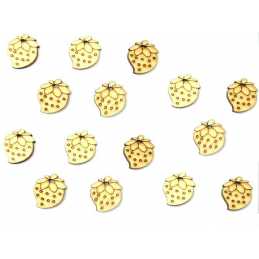 LOT 20 BOUTONS BOIS 1 TROU : fraise 17*14mm 