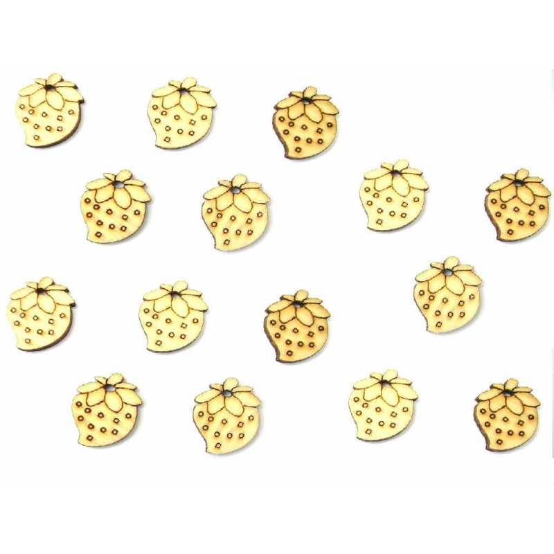 LOT 20 BOUTONS BOIS 1 TROU : fraise 17*14mm 