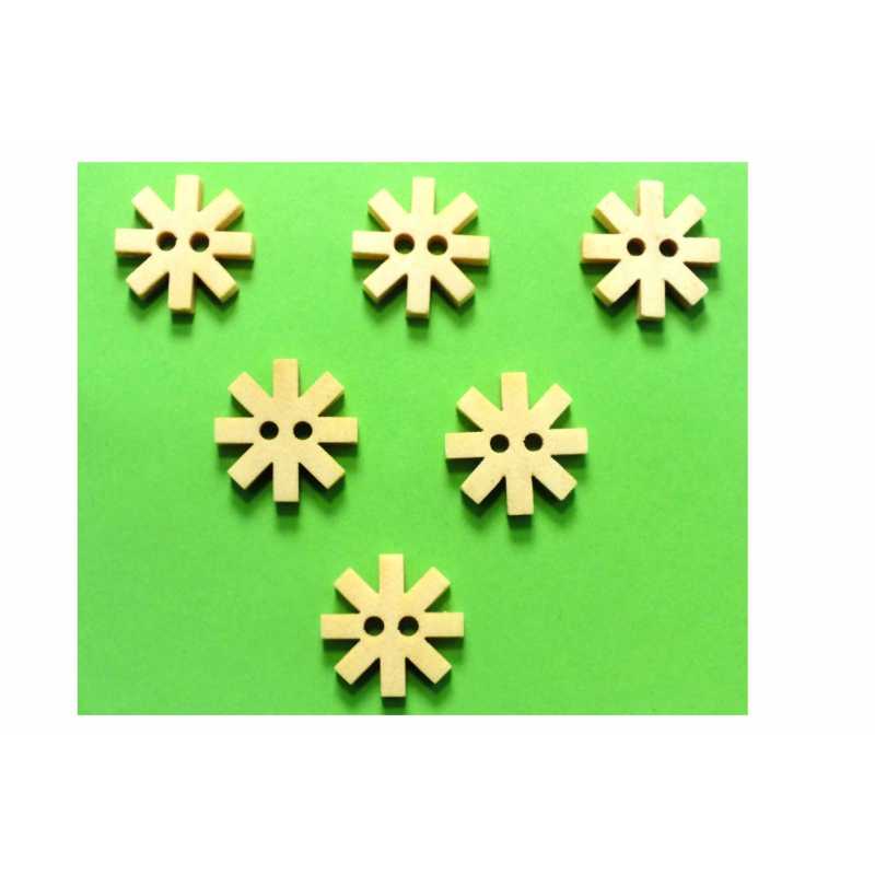 LOT 6 BOUTONS BOIS : fleur 16mm (04) 