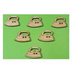 LOT 6 BOUTONS BOIS : fer à repasser 23*16mm  