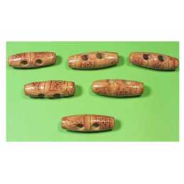 LOT 6 BOUTONS BOIS : olive marron fantaisie 30*10mm 