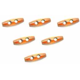 LOT 6 BOUTONS BOIS : olive marron 30*9mm (03) 
