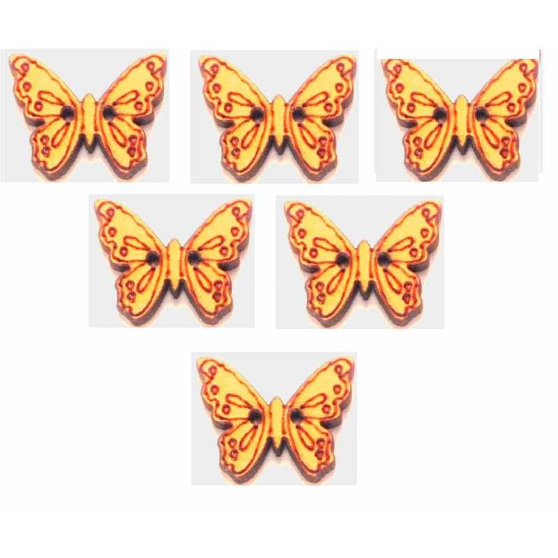 LOT 6 BOUTONS BOIS : papillon 23*17mm 