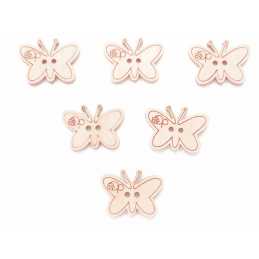  LOT 6 BOUTONS BOIS : papillon 22*17mm 