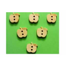 LOT 6 BOUTONS BOIS : pomme 12*12mm (01) 