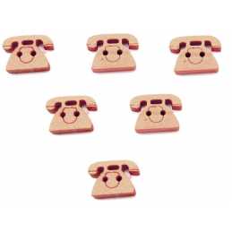 LOT 6 BOUTONS BOIS : telephone 14*10mm 