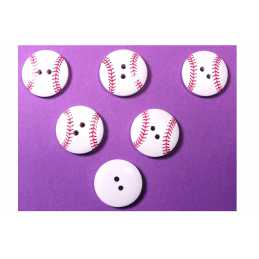 LOT 6 BOUTONS BOIS : rond motif ballon 20mm (01)  