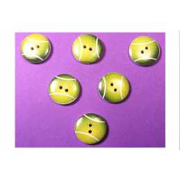 LOT 6 BOUTONS BOIS : rond motif ballon 20mm (02)  