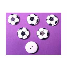 LOT 6 BOUTONS BOIS : rond motif ballon 20mm (04)  