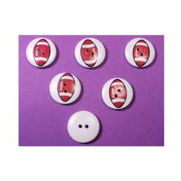 LOT 6 BOUTONS BOIS : rond motif ballon 20mm (05)  