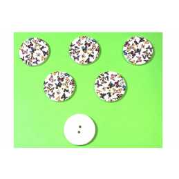 LOT 6 BOUTONS BOIS : rond motif papillon 20mm (01) 