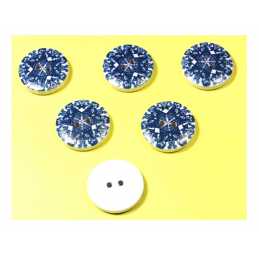 LOT 6 BOUTONS BOIS : rond motif fantaisie 20mm (04) 