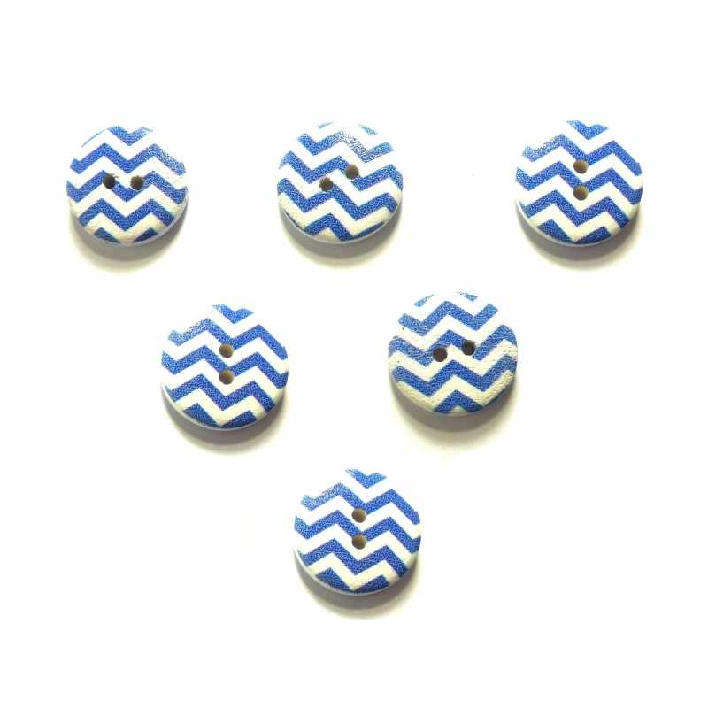 LOT 6 BOUTONS BOIS : rond motif fantaisie 20mm (13) 