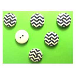 LOT 6 BOUTONS BOIS : rond motif fantaisie 20mm (12) 