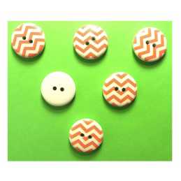 LOT 6 BOUTONS BOIS : rond motif fantaisie 20mm (11) 