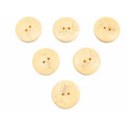 LOT 6 BOUTONS BOIS : rond motif bobine 20mm (01) 
