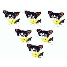 LOT 6 BOUTONS BOIS : chien 25*25mm (40) 