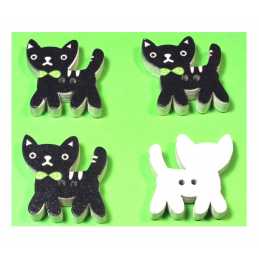  LOT 4 BOUTONS BOIS : chat 24*23mm (06) 