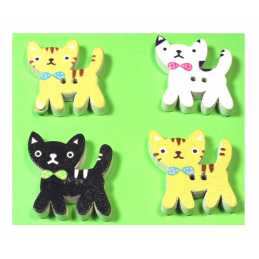  LOT 4 BOUTONS BOIS : chat 24*23mm (07) 