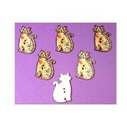 LOT 6 BOUTONS BOIS : chat 30*18mm (12) 
