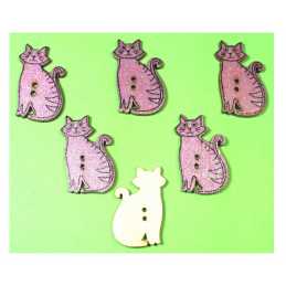 LOT 6 BOUTONS BOIS : chat 30*18mm (13) 